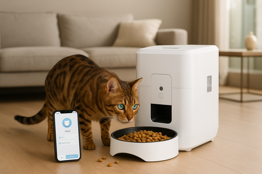 distributeur-de-croquettes-pour-chat-blanc-avec-chat-sur-la-photo