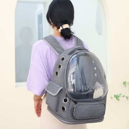 sac de transport chat gris