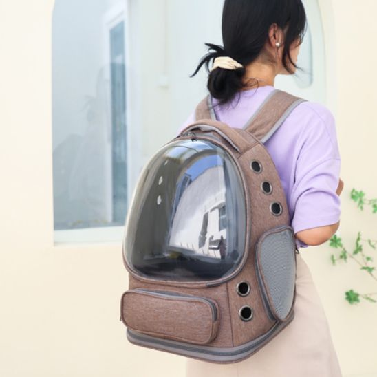 sac de transport chat marron