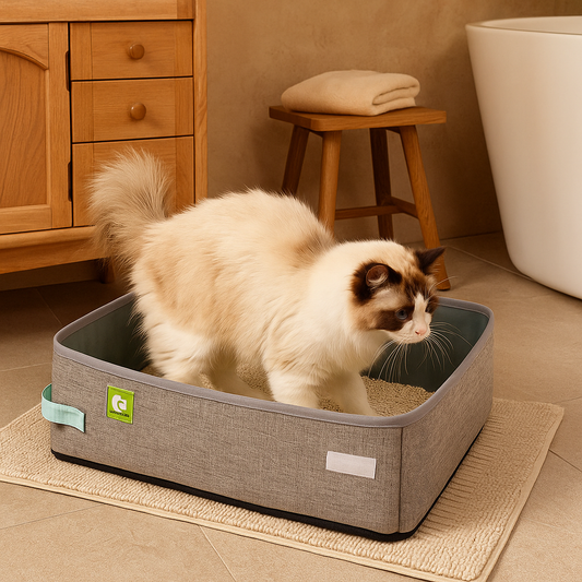 bac a litiere pour chat avec chat dedans