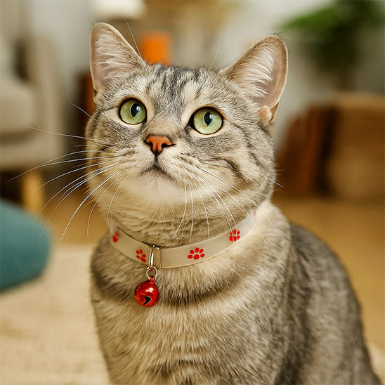 collier pour chat avec chat gris